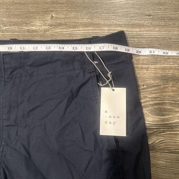 Women's Mid-Rise Relaxed Straight Leg Chino Pants - A New Day Navy Size 14. U - Picture 6 of 9